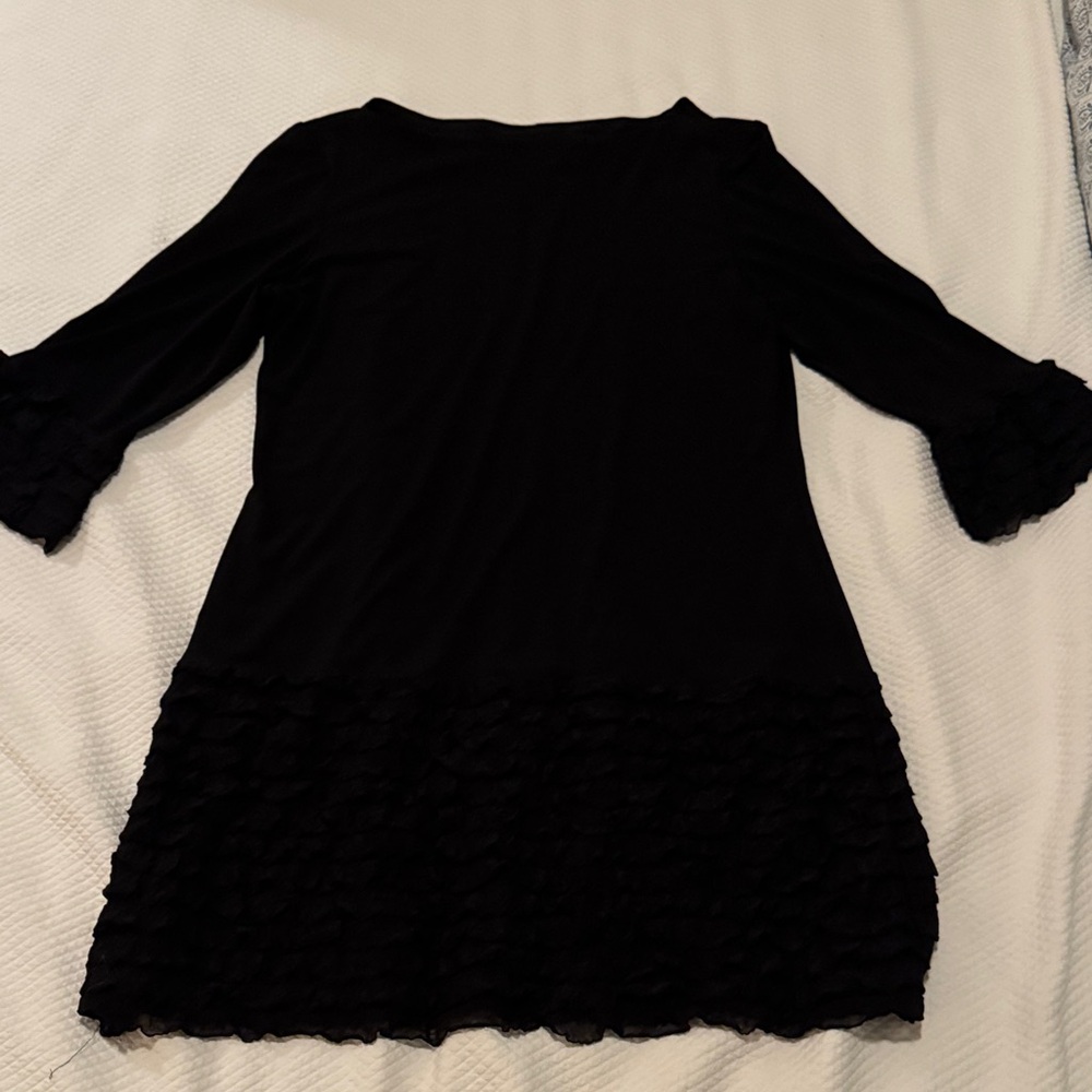 Donna Morgan Black Dress with Textured Hem
